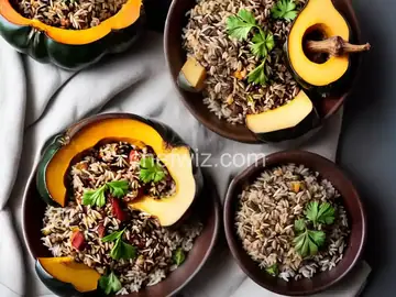 Venison and Wild Rice Stuffed Acorn Squash