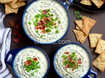 Warm Blue Cheese Dip with Garlic and Bacon