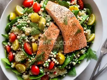 Warm Couscous Salad With Salmon and Mustard-Dill Dressing Recipe