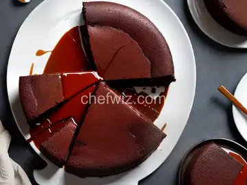 Warm Flourless Chocolate Cake with Caramel Sauce