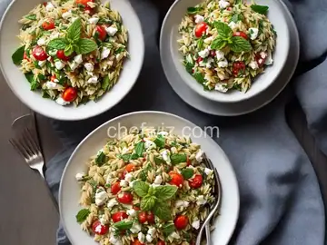 Warm Orzo Salad with Mint and Feta