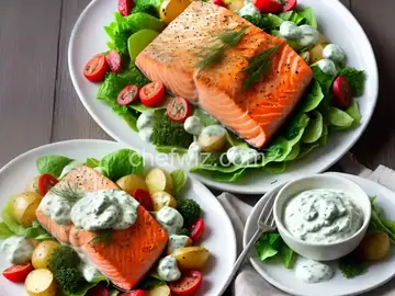 Warm Salmon and Potato Salad with Creamy Dill Dressing