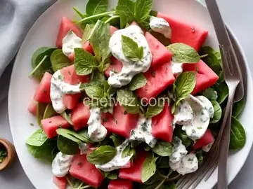 Watermelon Salad with Herbed Yogurt Sauce