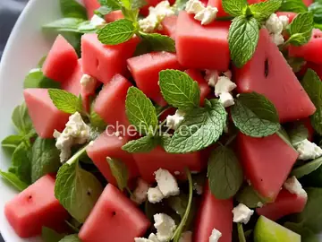 Watermelon Salad with Mint Dressing