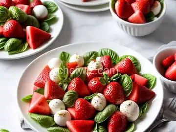 Watermelon Strawberry Caprese Salad