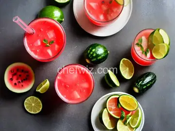 Watermelon and Cucumber Juice with a Spritz of Lime