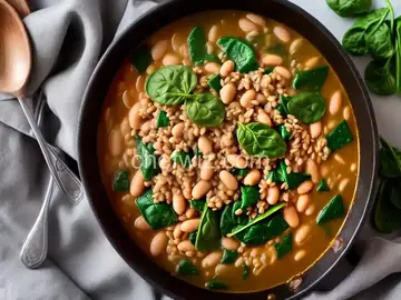 White Bean, Spinach, and Barley Stew