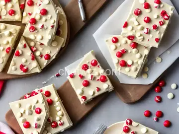 White Chocolate Bark with Peppermint Stick