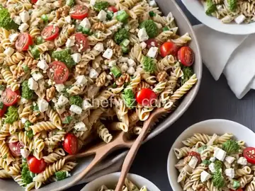 Whole-Wheat Pasta Salad with Walnuts and Feta Cheese