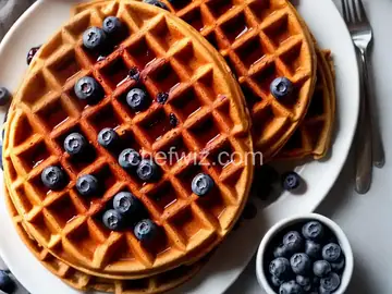 Whole Wheat Waffles with Blueberry Ginger Syrup