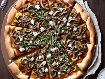 Wild Mushroom Pizza with Caramelized Onions, Fontina, and Rosemary