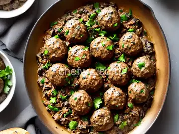 Wild Rice Meatballs in Mushroom Sauce