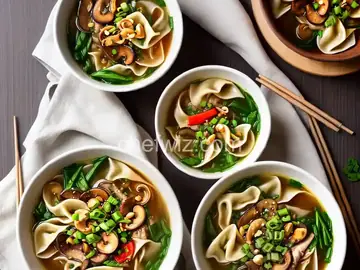 Wonton Noodle Soup With Chicken and Shiitakes Recipe
