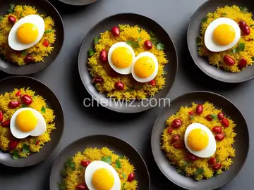 Yellow Rice and Sofrito Beans with Jammy Eggs