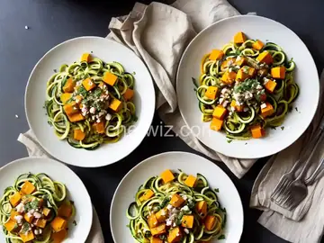 Zucchini Noodles and Butternut Squash in a Garlic-Lemon Sauce