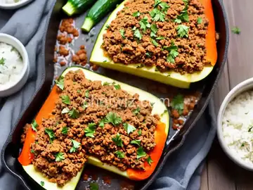 Zucchini Stuffed with Ground Meat