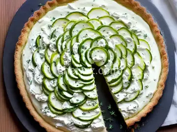 Zucchini Tart with Cream Cheese, Mozzarella, and Thyme