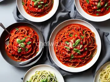 Zucchini Tomato Sauce with Fat Spaghetti