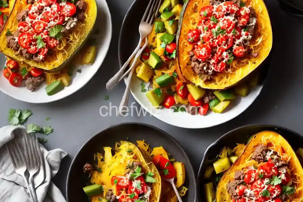 Baked Spaghetti Squash with Beef and Veggies - Chefwiz.com