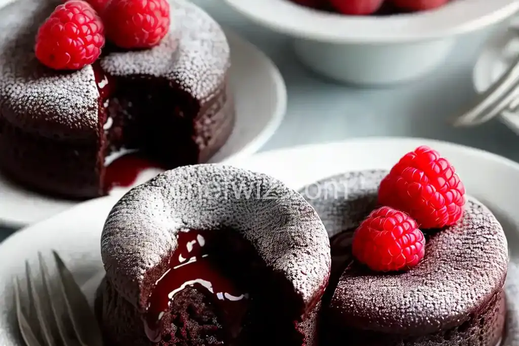 Molten Chocolate Cakes with Sugar-Coated Raspberries - Chefwiz.com