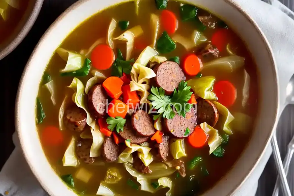 Rustic Cabbage and Sausage Soup - Chefwiz.com