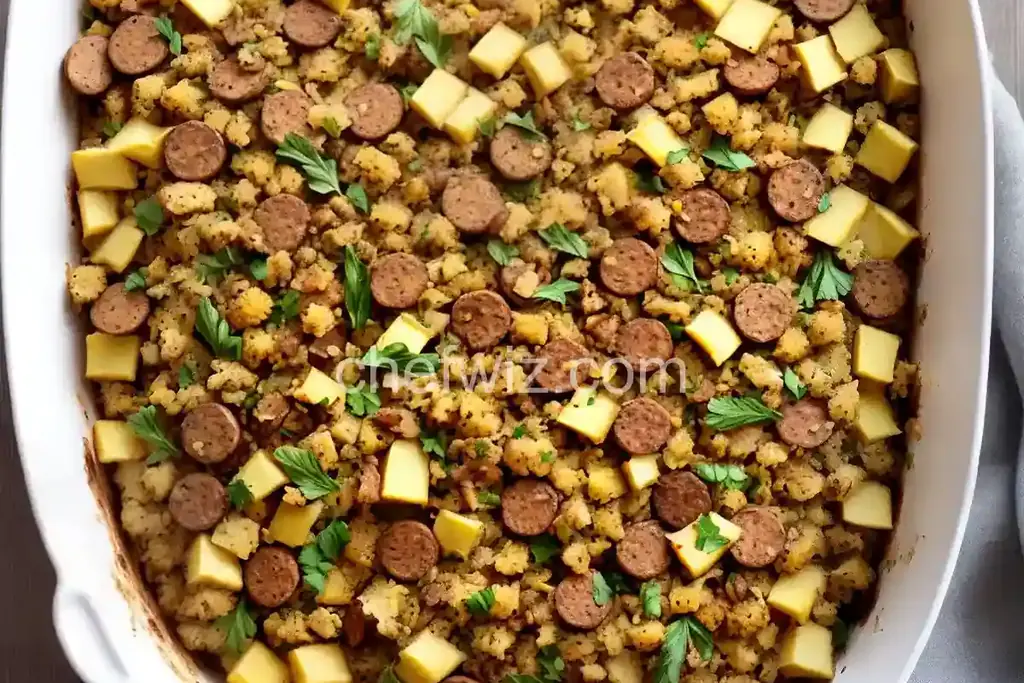 Cornbread Stuffing with Apples and Sausage - Chefwiz.com