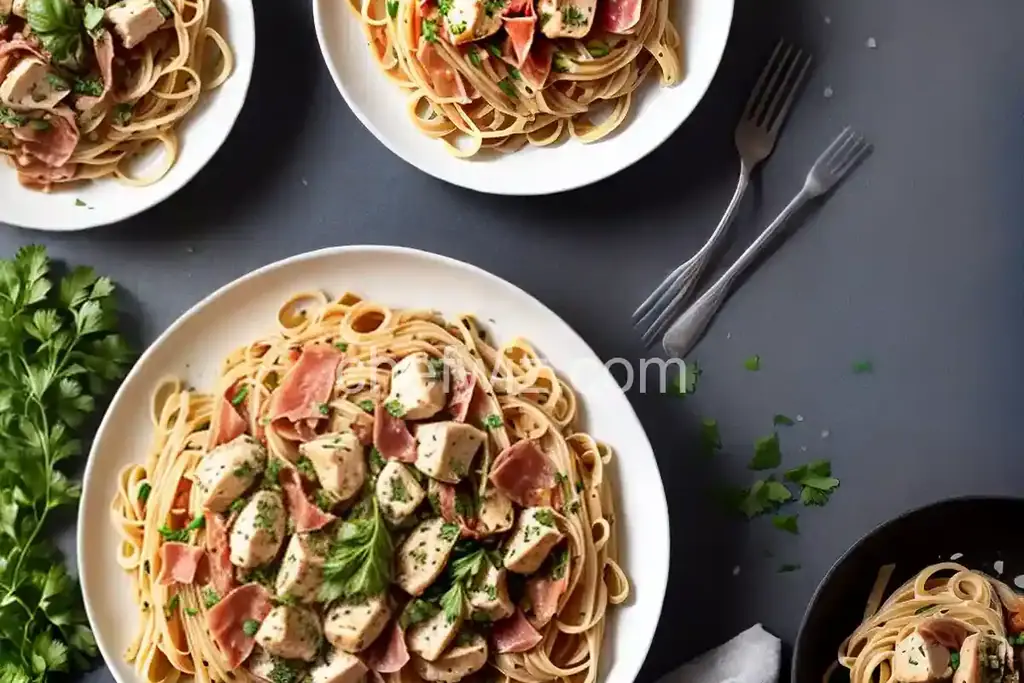 Garlic Chicken Pasta with Prosciutto