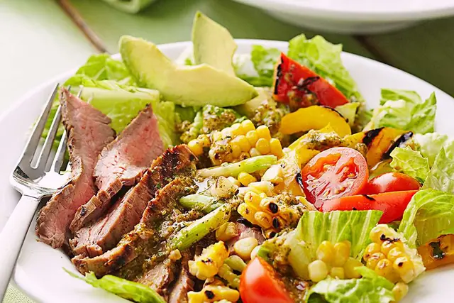 Warm Flank Steak Salad With Mint And Cilantro