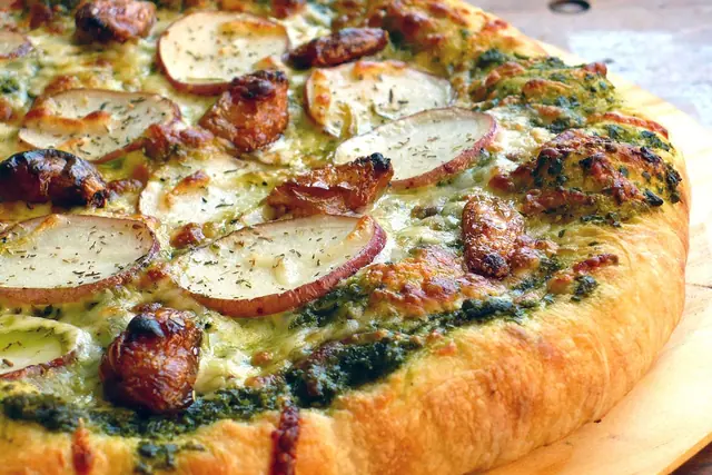 Pesto Pizza With Roasted Garlic & Potato