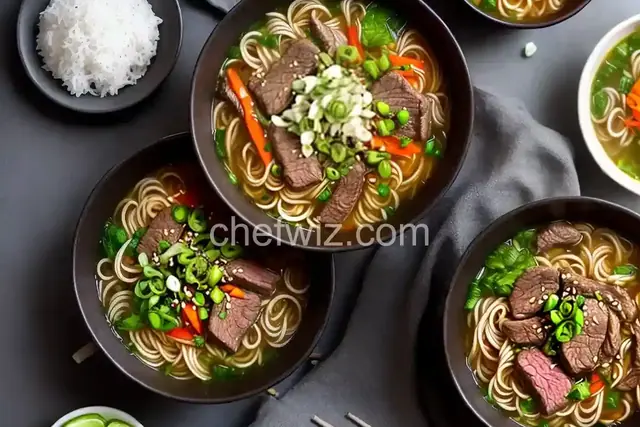 Asian-Themed Beef and Rice Noodle Soup