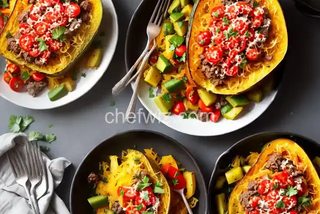 Baked Spaghetti Squash with Beef and Veggies