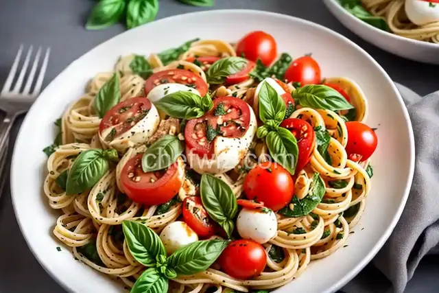 Caprese Pasta with Thai Basil