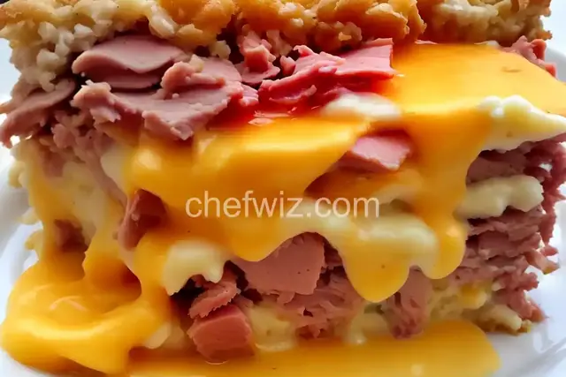 Cheesy Leftover Ham and Mashed Potato Casserole