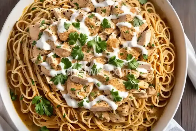 Chicken Spaghetti with White Sauce