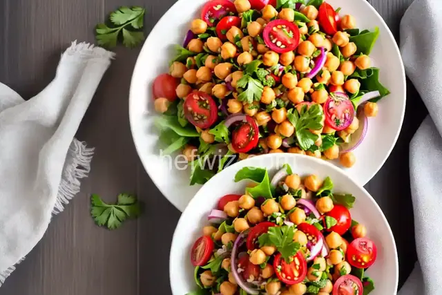 Chickpea Salad with Red Onion and Tomato