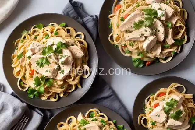 Creamy Chicken on Linguine