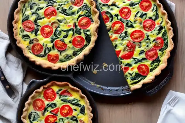 Crustless Spinach, Mushroom, and Tomato Quiche (Keto)