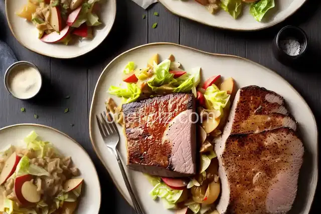 Dijon Pork with Apples and Cabbage