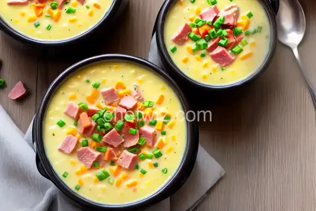 Easy Slow Cooker Cheesy Potato Soup with Ham