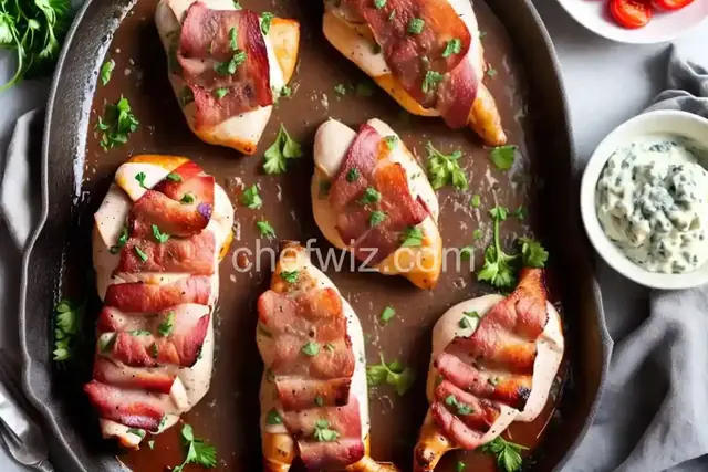 Gorgonzola-Stuffed Chicken Breasts Wrapped in Bacon
