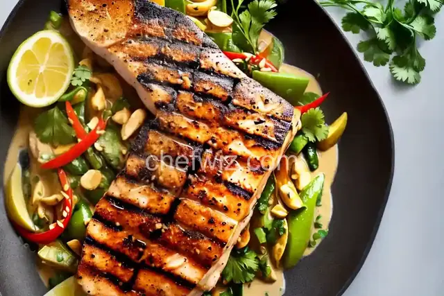 Grilled Mahi Mahi in Thai Coconut Sauce
