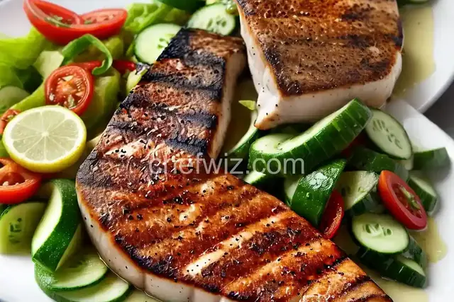 Grilled Swordfish Steaks with Cucumber Sauce