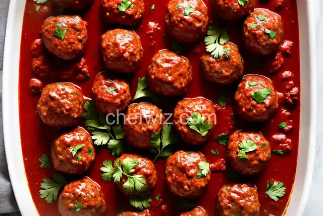 Little Lamb Meatballs in a Spicy Eggplant Tomato Sauce