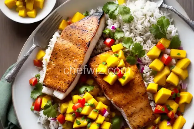 Mahi Mahi with Coconut Rice and Mango Salsa