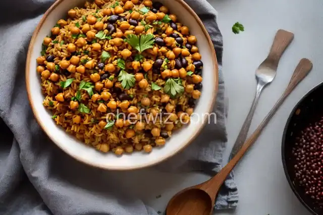 Middle Eastern Rice with Black Beans and Chickpeas