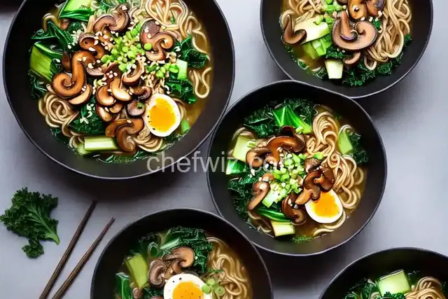 Mushroom, Kale, and Bok Choy Ramen
