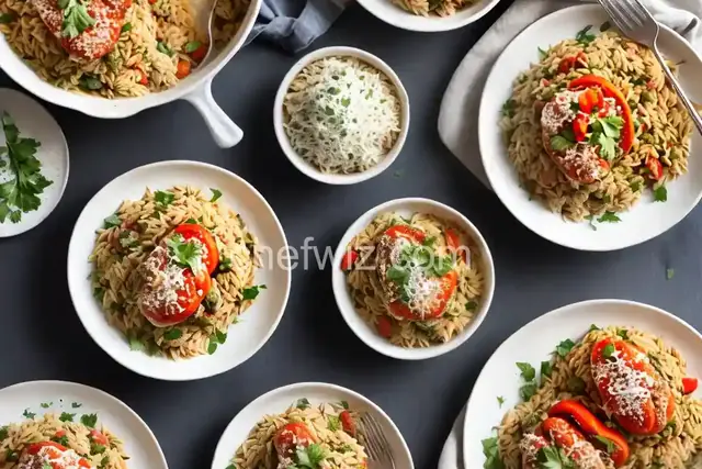 Orzo and Chicken Stuffed Peppers