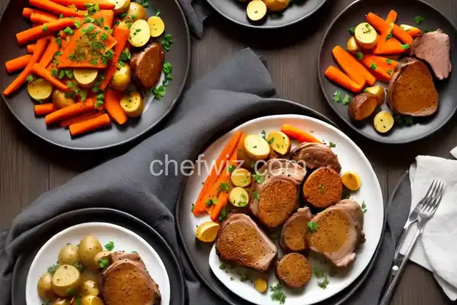 Pressure Cooker Bone-In Pork Chops, Baked Potatoes, and Carrots