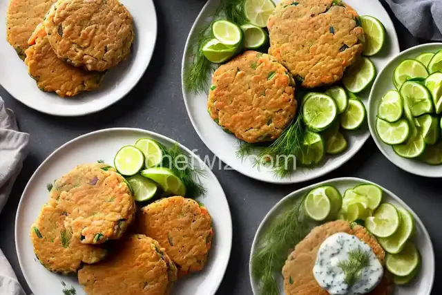 Salmon Patties with Dill Sauce