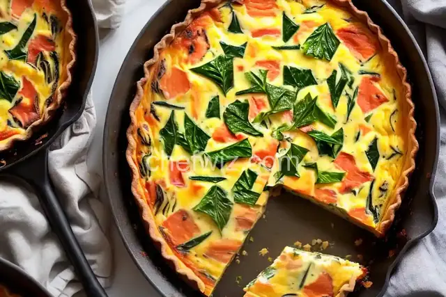 Salmon and Swiss Chard Quiche